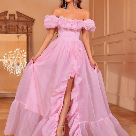 Pink Elegant Women's Formal Maxi Dress - Picture 6 of 7